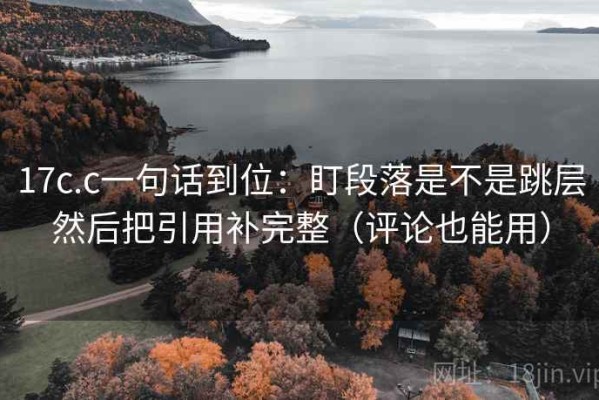 17c.c一句话到位：盯段落是不是跳层然后把引用补完整（评论也能用）